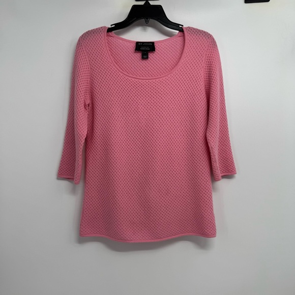 St John Nordstrom Cashmere Sweater Womens Petite Pink Scoop Neck
